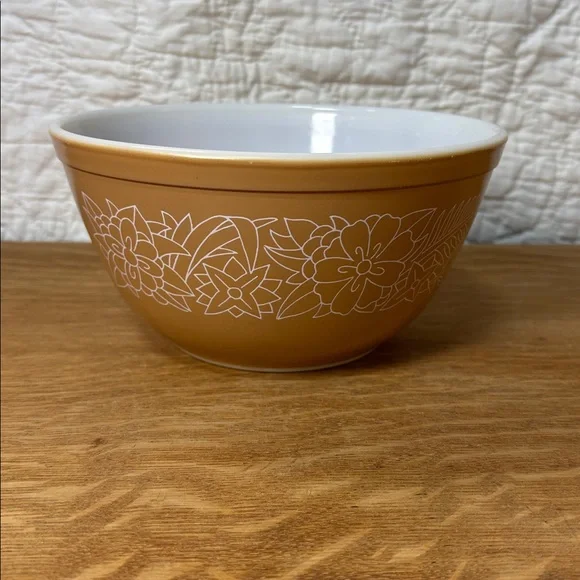 Vintage Pyrex Light Brown Woodland Pattern Mixing Bowl 402 1.5 Liter - Picture 3 of 6
